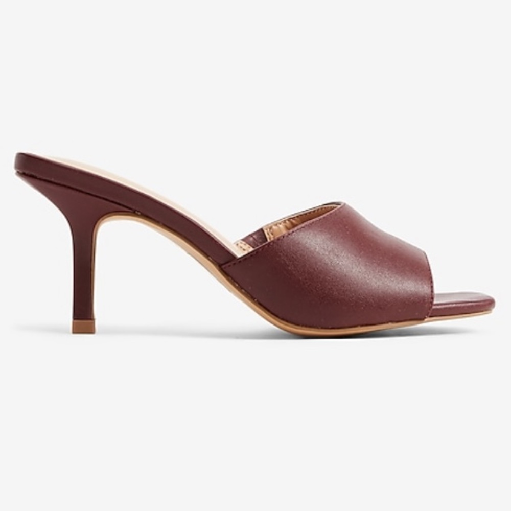 Express Wine Square Toe Slide Heeled Sandal Size 9